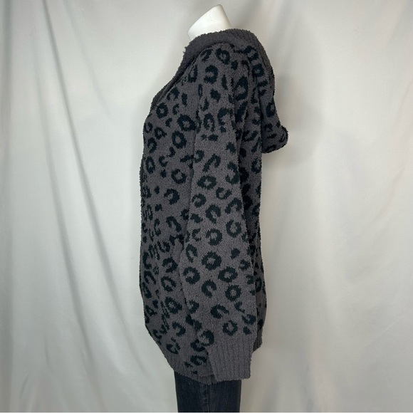 Sweet Lovely by Jenn, Chunky Leopard Knit Button Down Hooded Cardigan, S/M - Picture 3 of 11